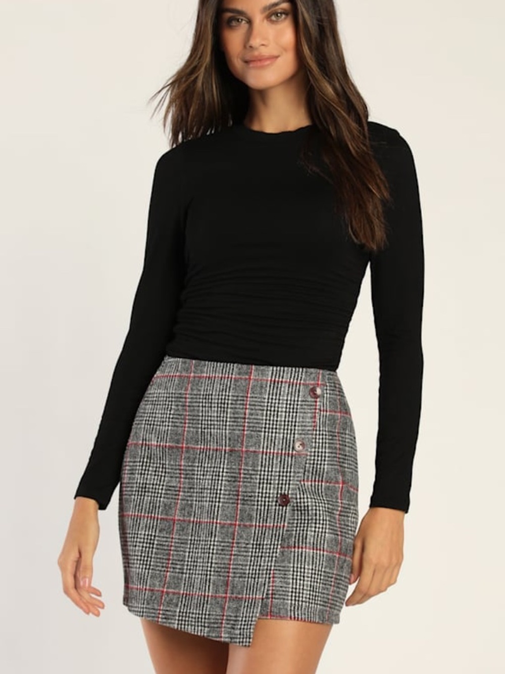 Lulus Certified Favorite Black Plaid Button-front Mini Skirt - Size S